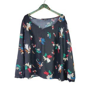 The Limited Black Long Sleeve Floral Blouse Sz 2X